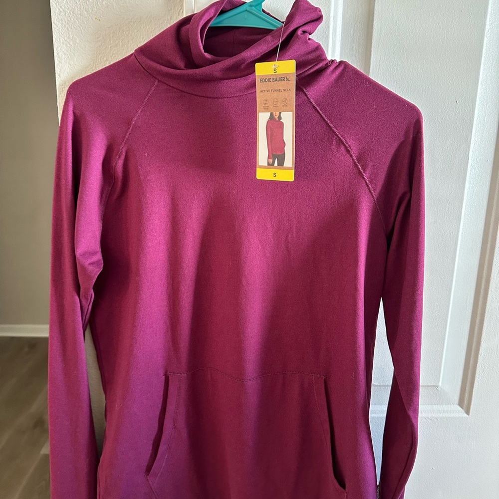 Eddie Bauer Women's Magenta Cowl Neck Sweater NWT, Size Small